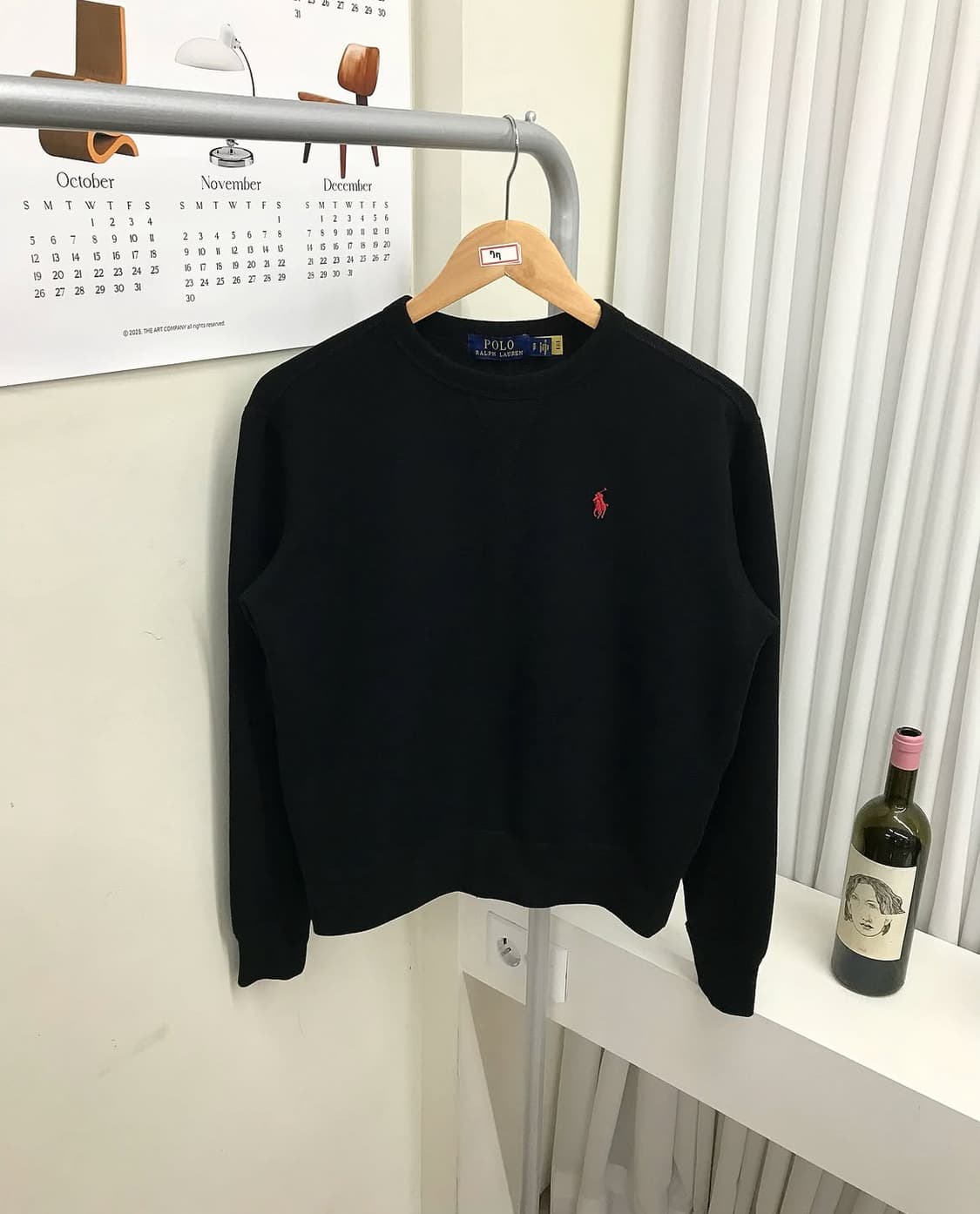 폴로 블랙 기모 맨투맨 상품이미지1