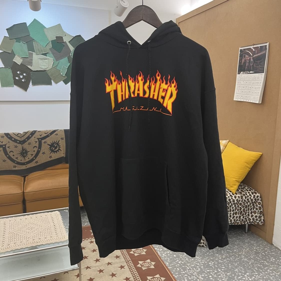 트레셔 올드스쿨 스트릿 펑크 불꽃로고 후드티 L C10095 상품이미지3