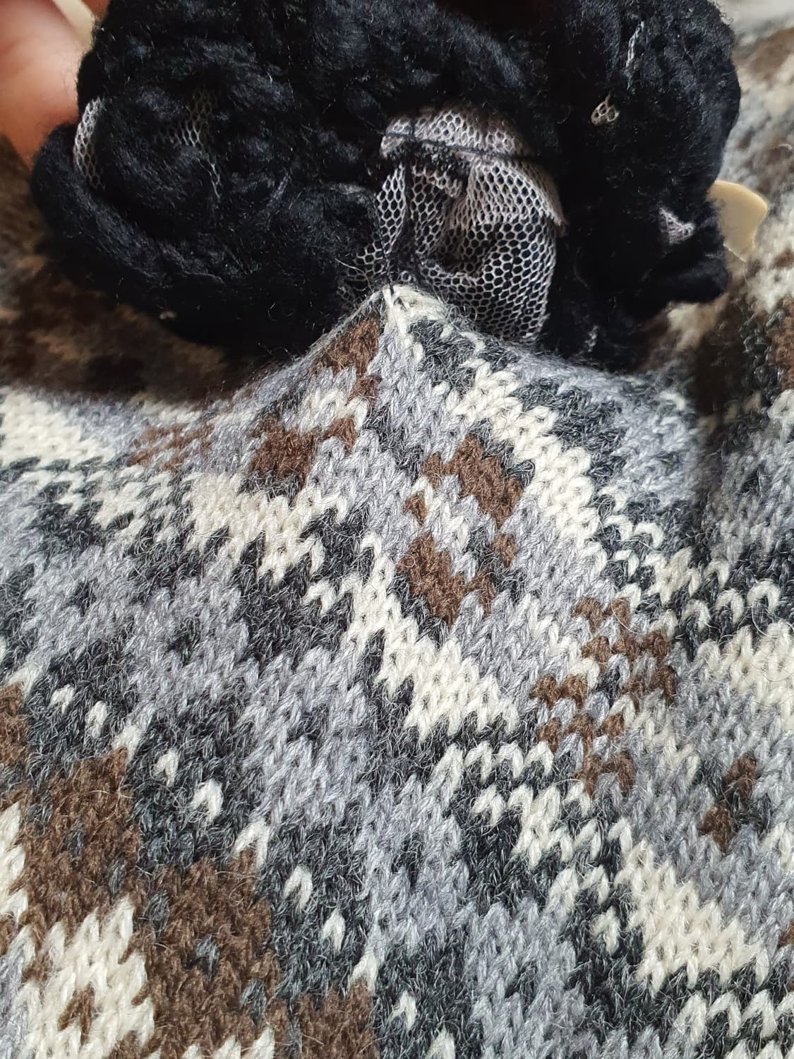 [모리걸] 노르딕 패턴 니트 판쵸 케이프 에스닉모리 상품이미지5