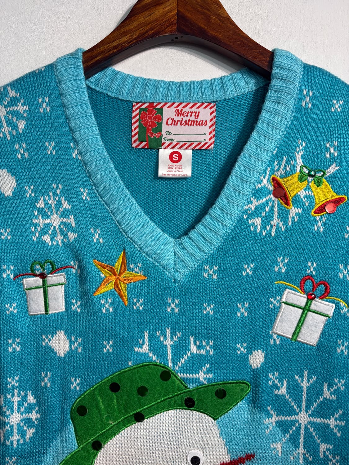 U.S.A. 크리스마스 눈사람 어글리니트 베스트 S 상품이미지4