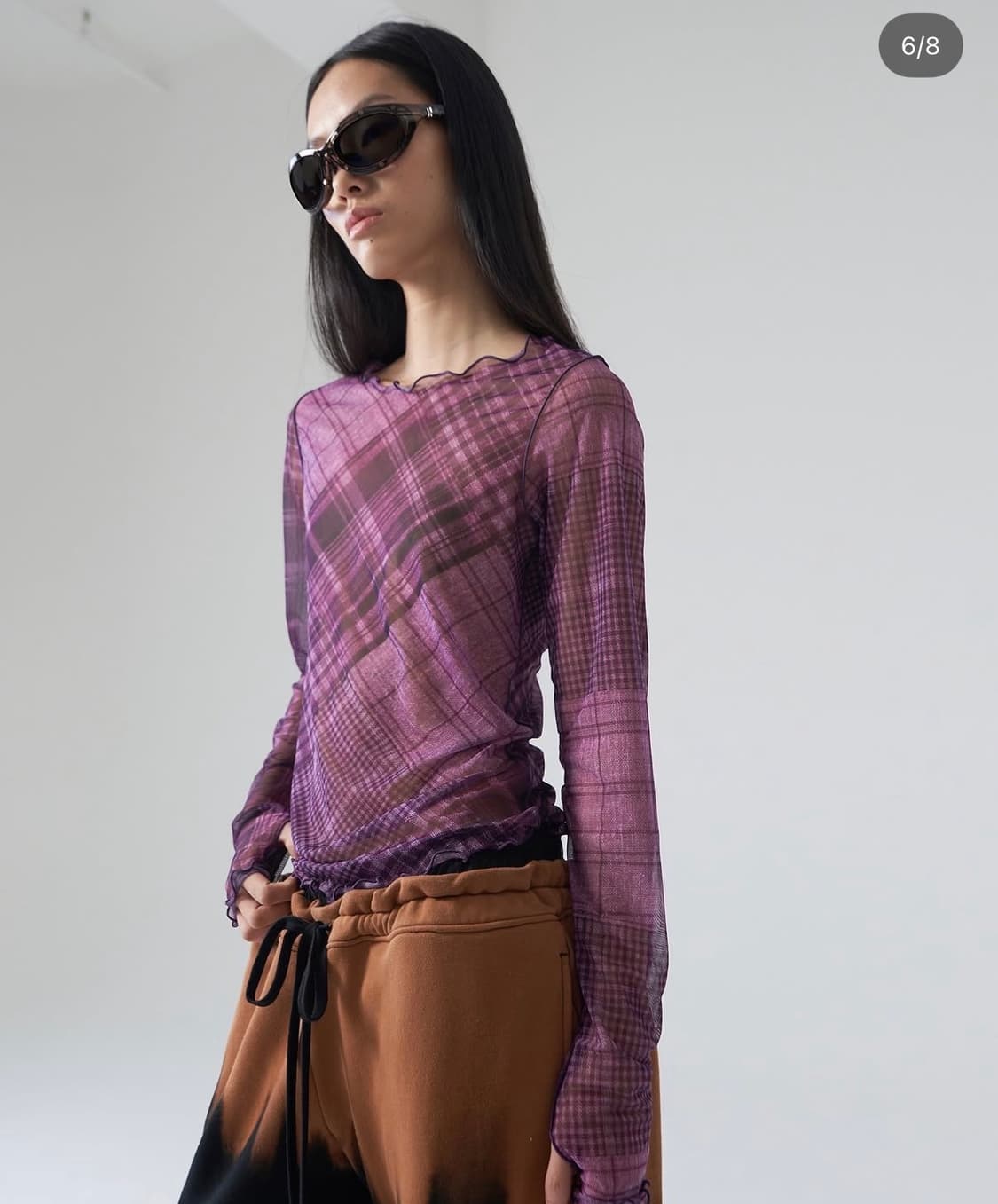 Check Mesh Top_Pink Check 상품이미지1