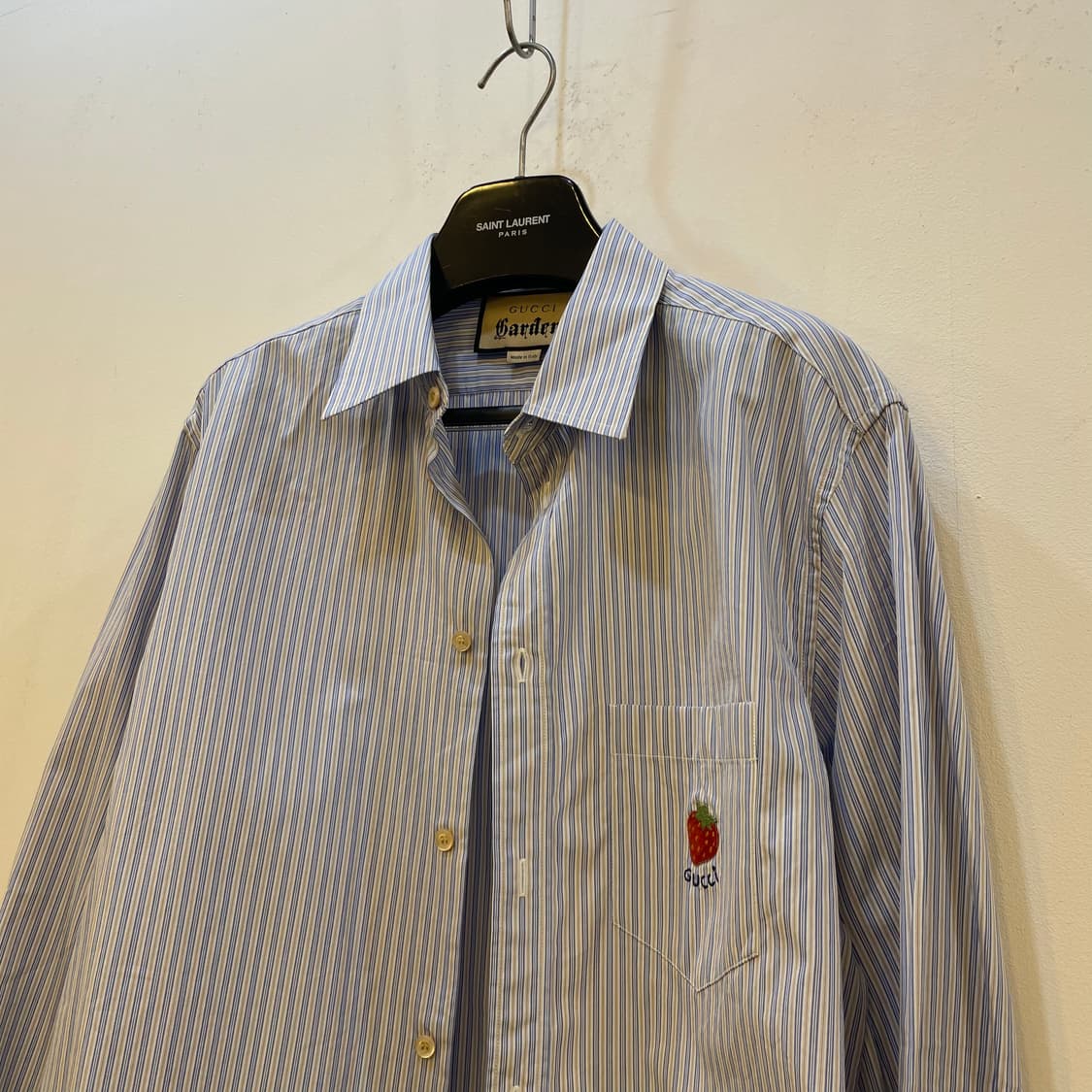 구찌 스트라이프 가든 딸기 로고 포켓 셔츠 상품이미지3