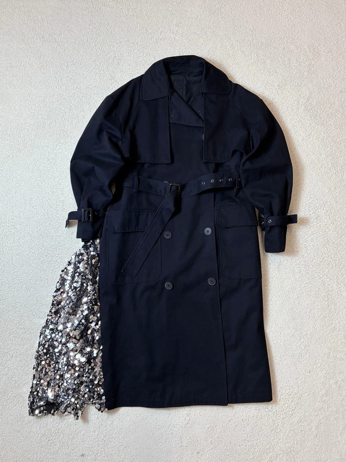 MSGM 스팽글 오버핏 배색 트렌치 코트 PN6817 상품이미지1