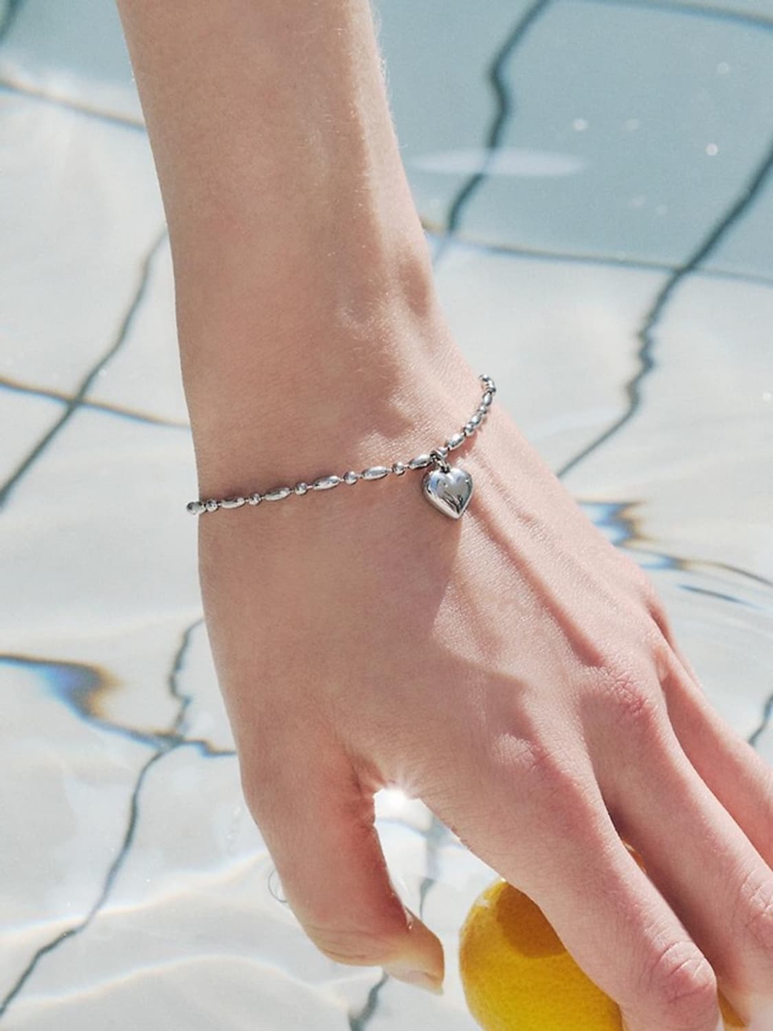 미착용) 앵브록스 하트 팬던트 체인 팔찌 상품이미지1