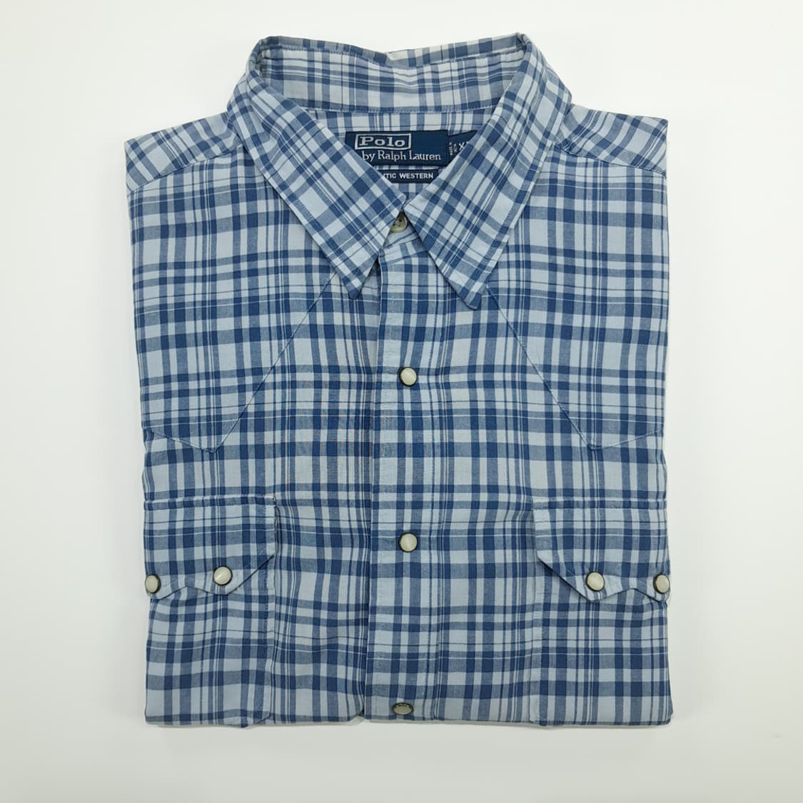 CN754 XL 폴로 랄프로렌 스모키블루 웨스턴 체크 긴팔 셔츠 남방 상품이미지8