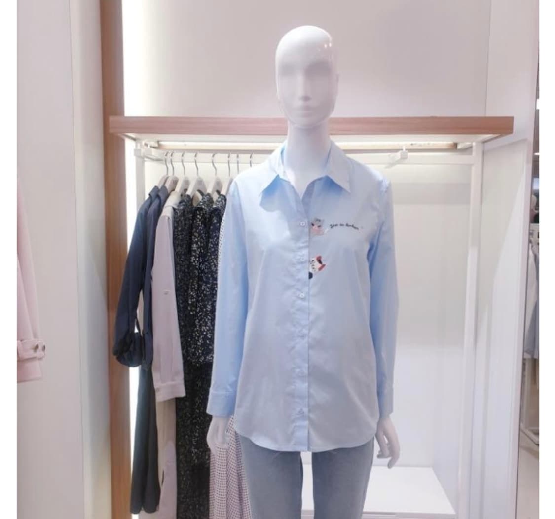 택있는새옷)비지트인뉴욕 고양이자수셔츠 66사이즈 상품이미지2