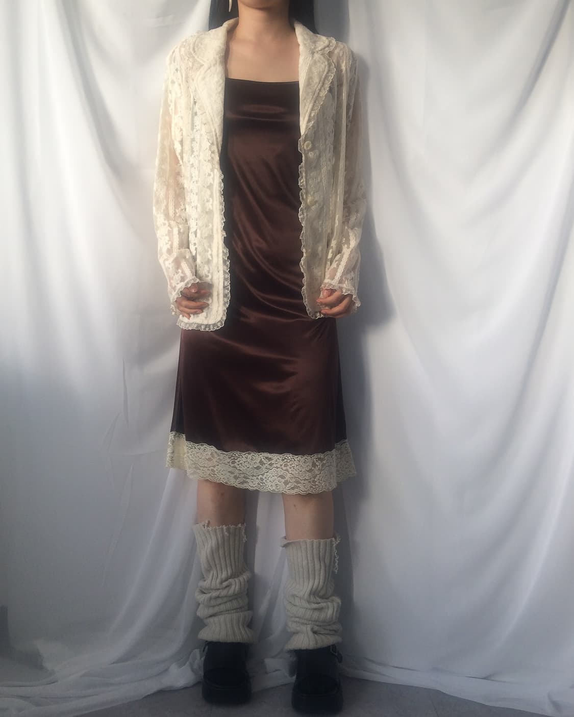 Lace trimming slip onepiece 상품이미지1