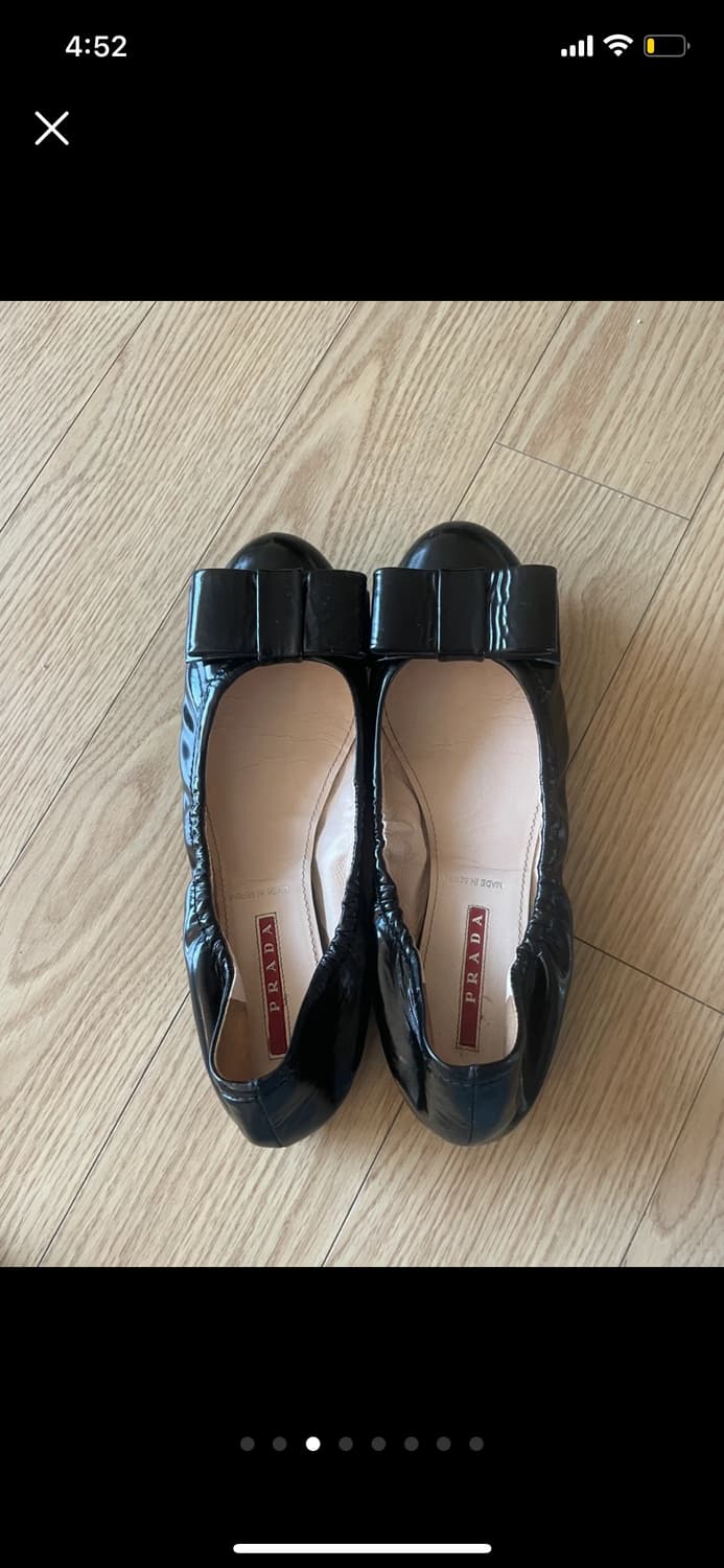 [정품] PRADA 프라다 블랙 레더 플랫슈즈 37 (235) 상품이미지3