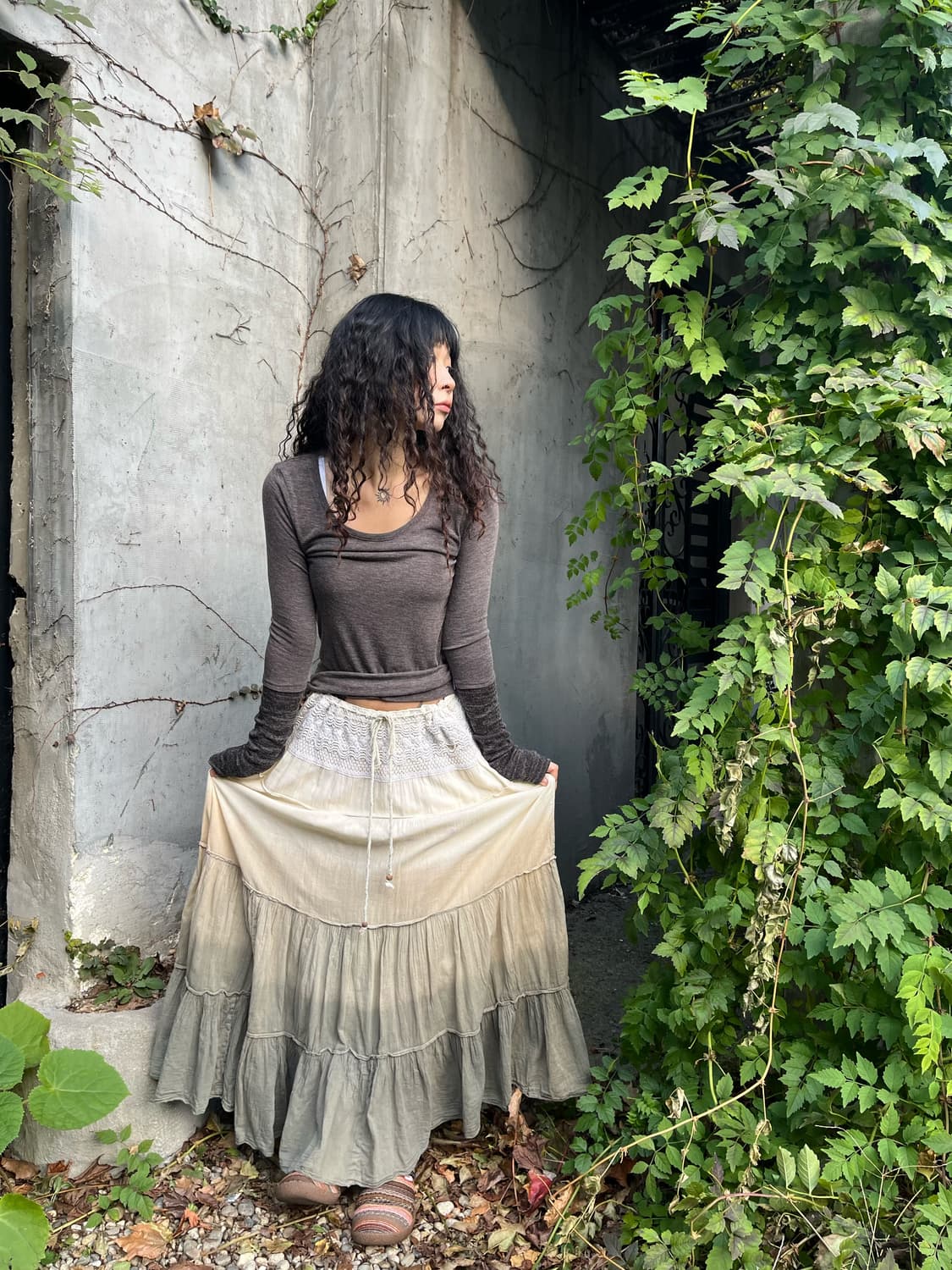 그레이 타이다이 캉캉 롱스커트 상품이미지1