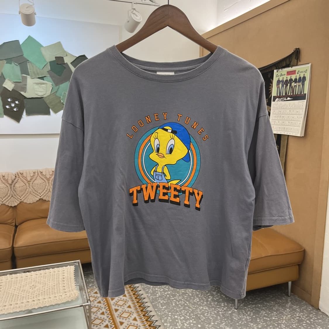 루니툰즈 레트로 희귀 90's 트위티 프린팅 반팔티 M C10906 상품이미지3