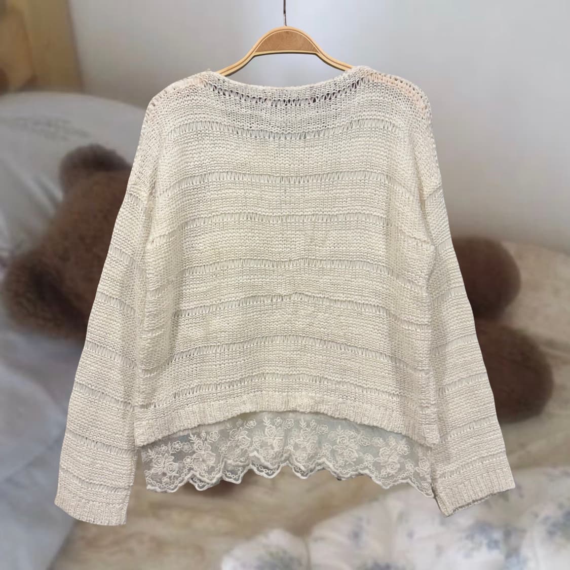 빈티지 아이보리 레이스 포인트 니트 상품이미지5