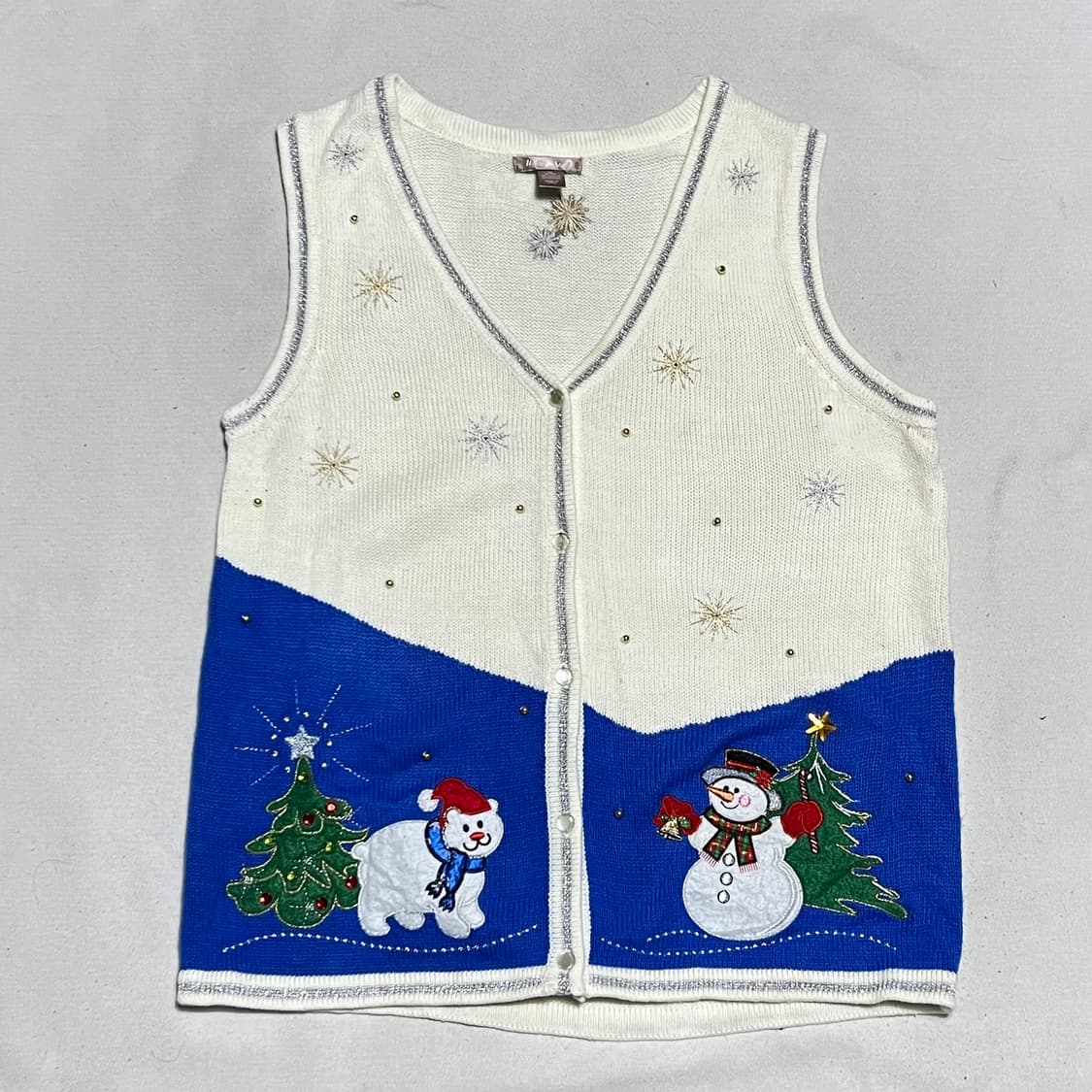 M 화이트 스태그 스노우맨 자수 니트 베스트 상품이미지2