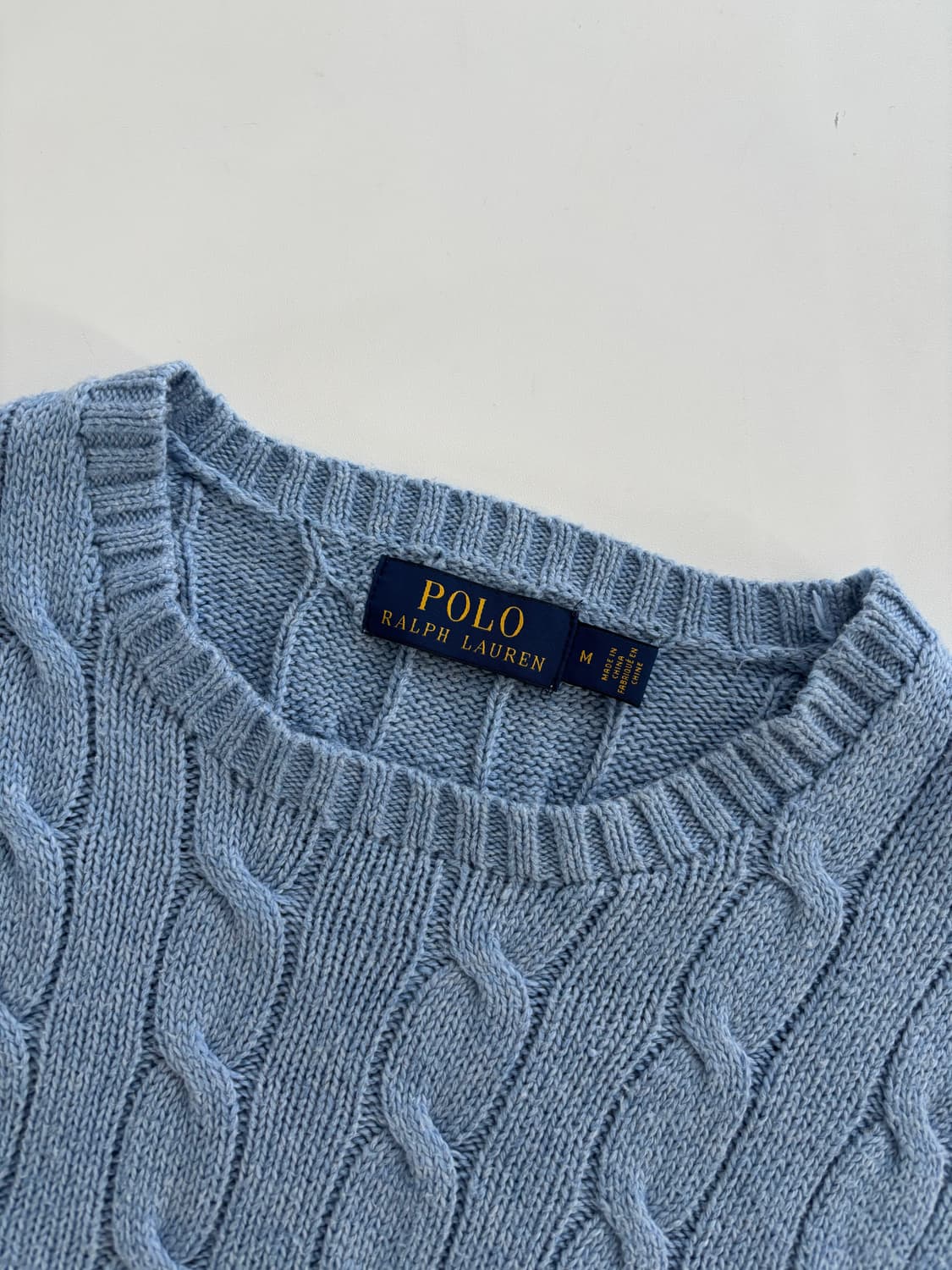 Polo 폴로 랄프로렌 신형 스카이블루 컬러 코튼 케이블 니트 상품이미지4
