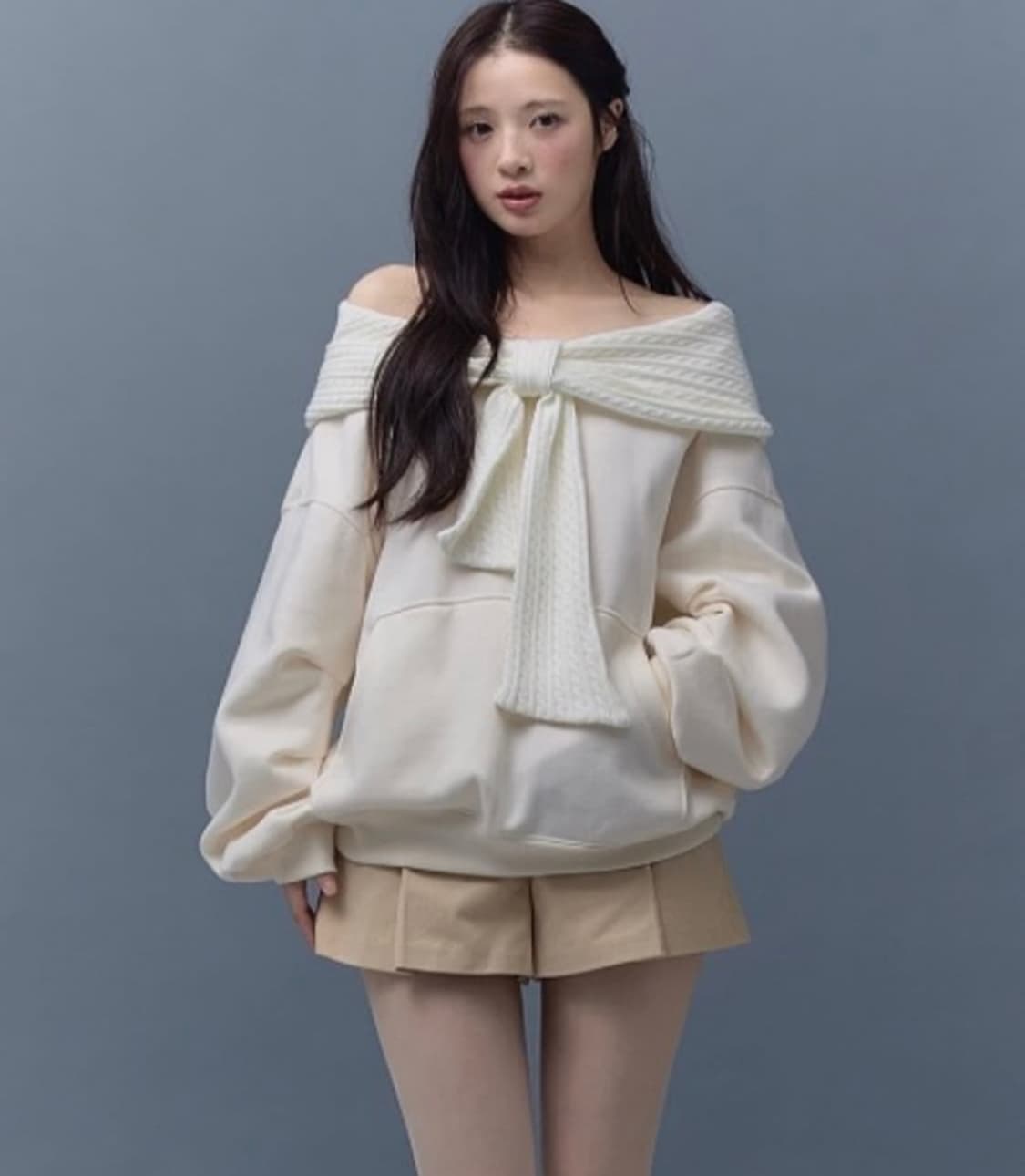 더티스 리본후드 아이보리 새상품 상품이미지2