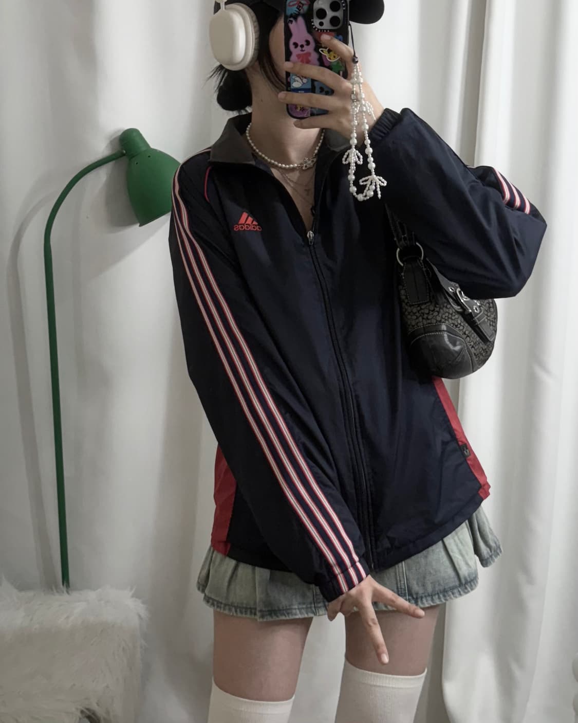 아디다스 네이비 & 레드 오버핏 바람막이 상품이미지2