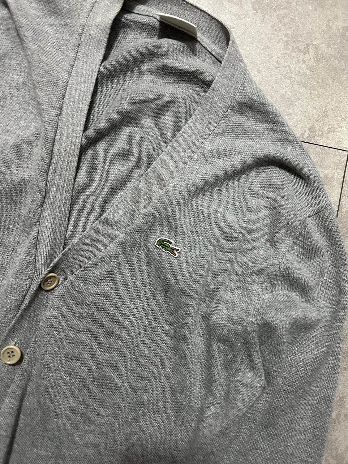 라코스테 라이트 그레이  코튼니트 빈티지 가디건 100size  상품이미지8