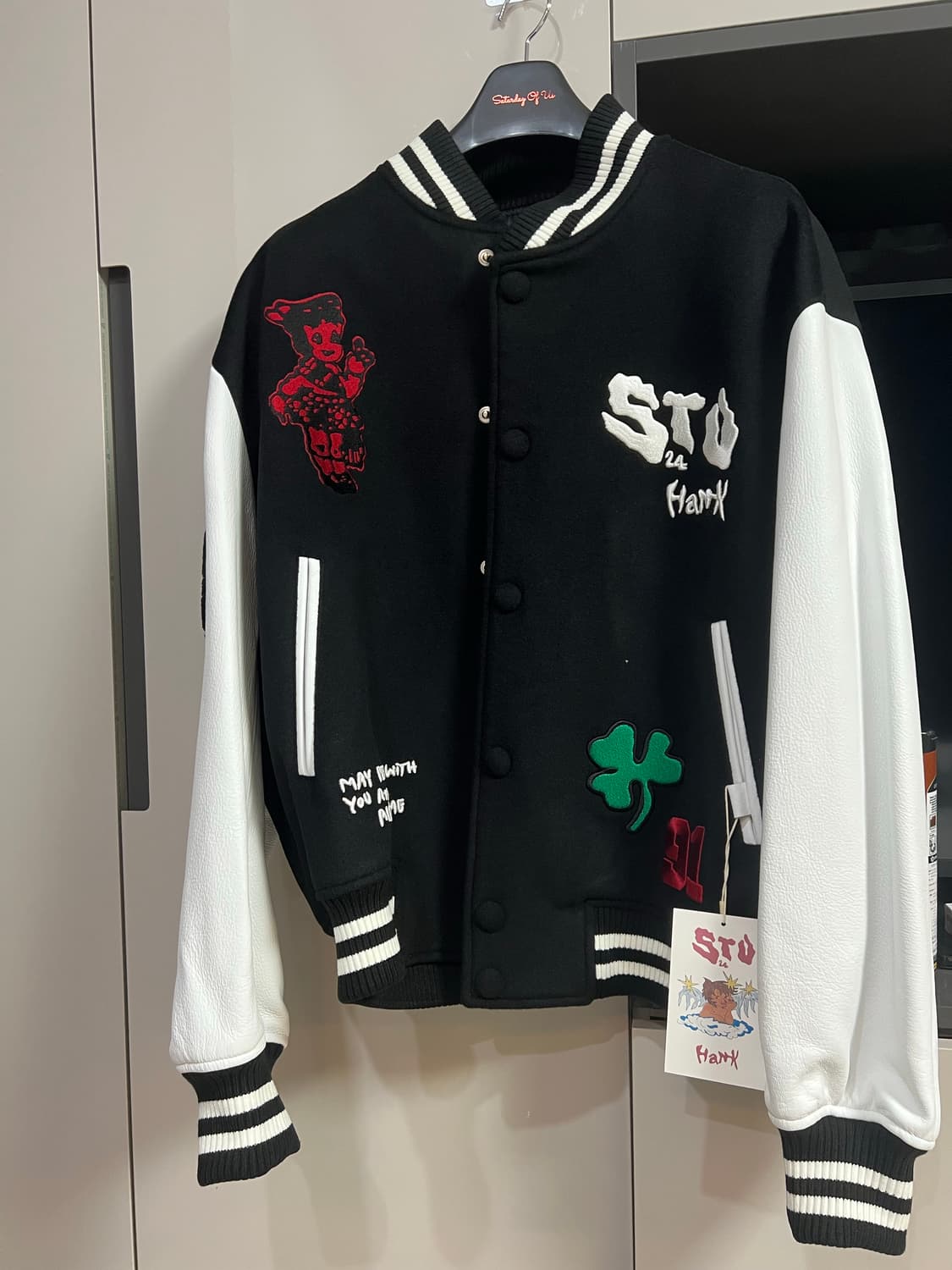 STU hank 행크 바시티 자켓 블랙 M 상품이미지1