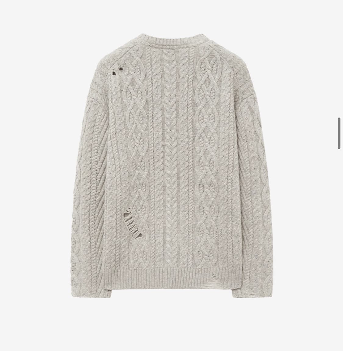 인사일런스 디스트레스드 케이블 니트 OATMEAL L사이즈 상품이미지2