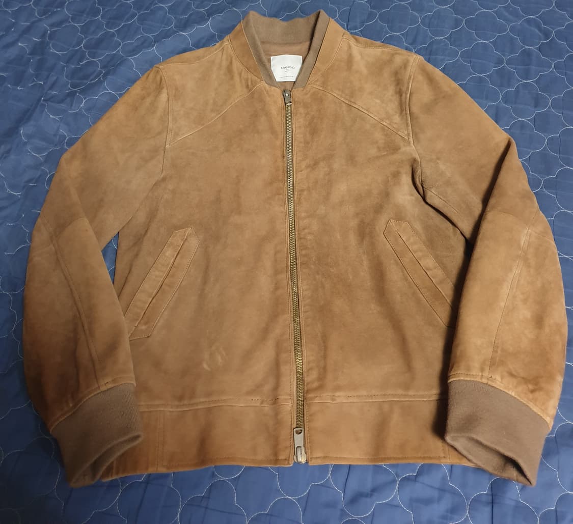 MANGO MAN 스웨이드 염소가죽100% 빈티지 블루종 브라운 (M) 상품이미지1