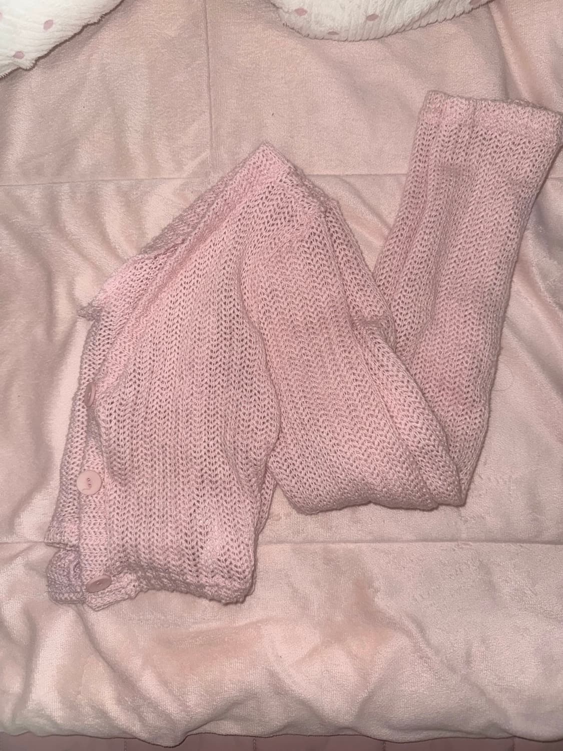 애즈온 as'on 베이비핑크 니트가디건 쓰리타임즈포어링갸루베이비메탈클럽 상품이미지4