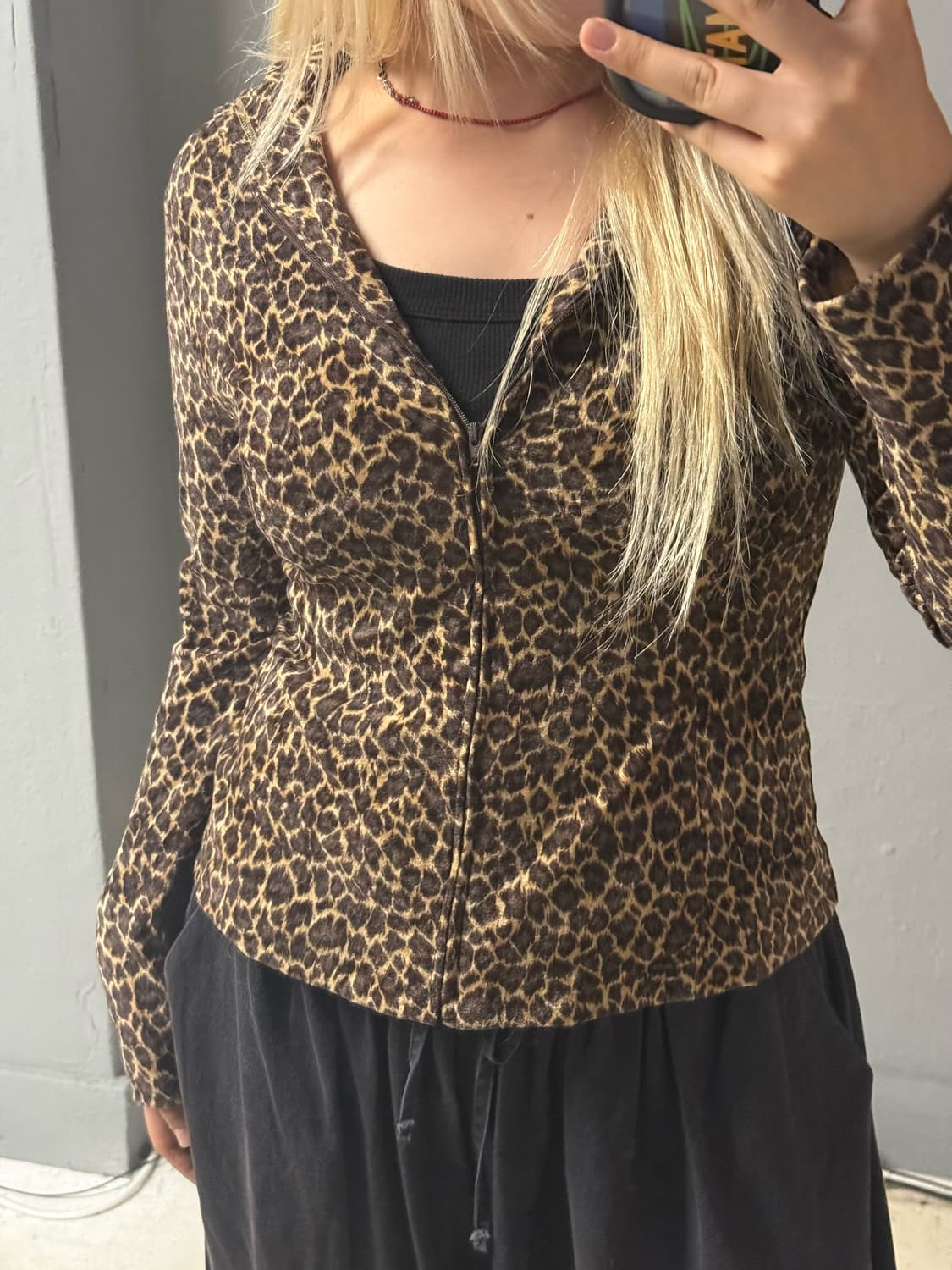 velvet leopard hood zip-up 상품이미지3