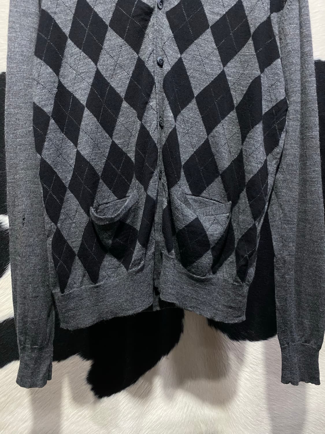 Plus one 아가일 패턴 브이넥 가디건 상품이미지4