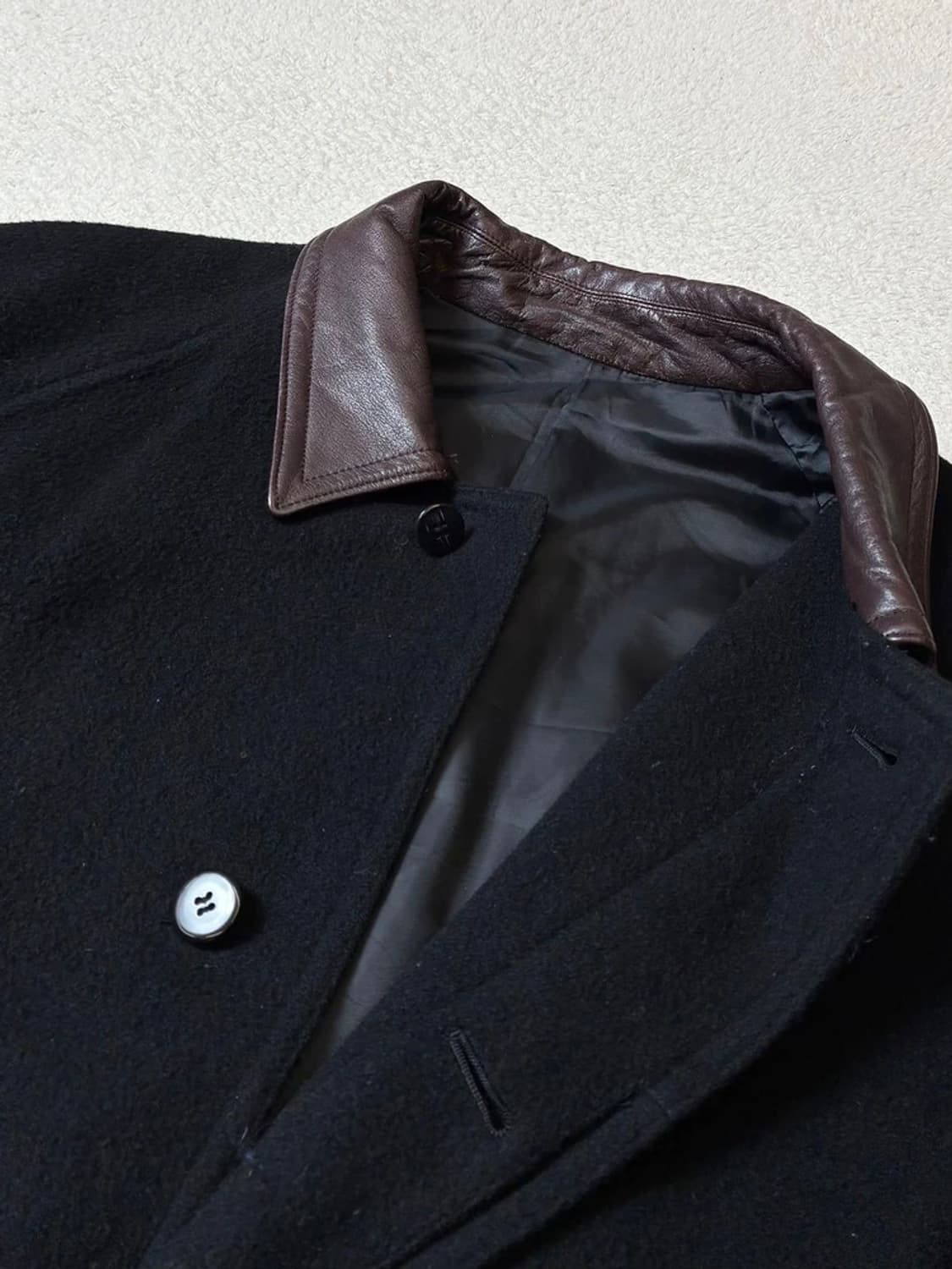 우드랜더 90's 재팬 소가죽 배색 울 코트 PN7249 상품이미지3