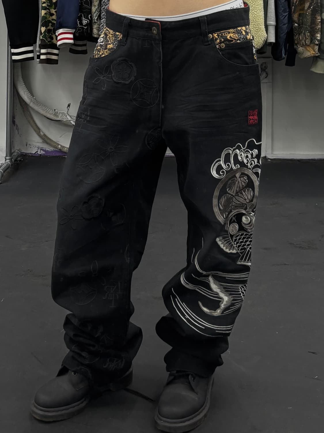 카라쿠리 타마시 오리엔탈 잉어 데님팬츠 상품이미지4