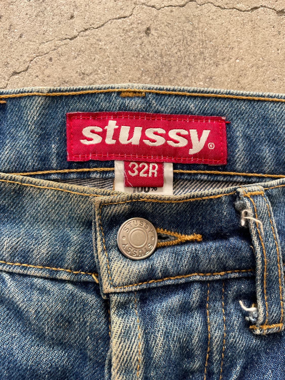 USA Made)90s 스투시 배기 데님 팬츠 상품이미지5