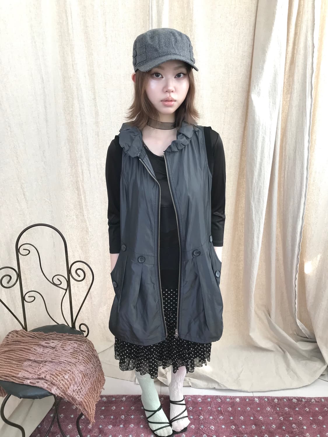 프릴 버튼 차콜 메탈릭 베스트•자켓 상품이미지9