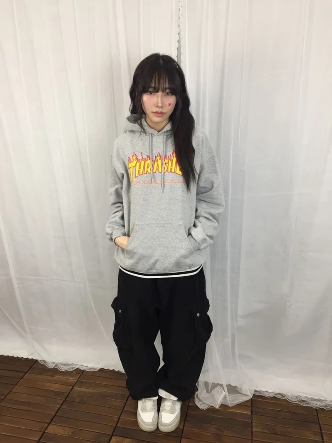 Thrasher Flame Logo Grey Hoodie 상품이미지1