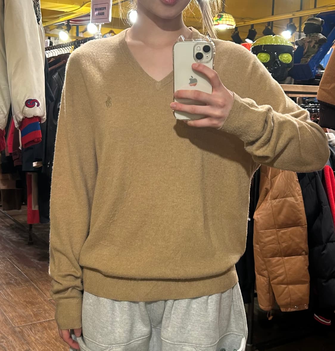 [HI] 폴로 브이넥 니트 베이지  상품이미지2