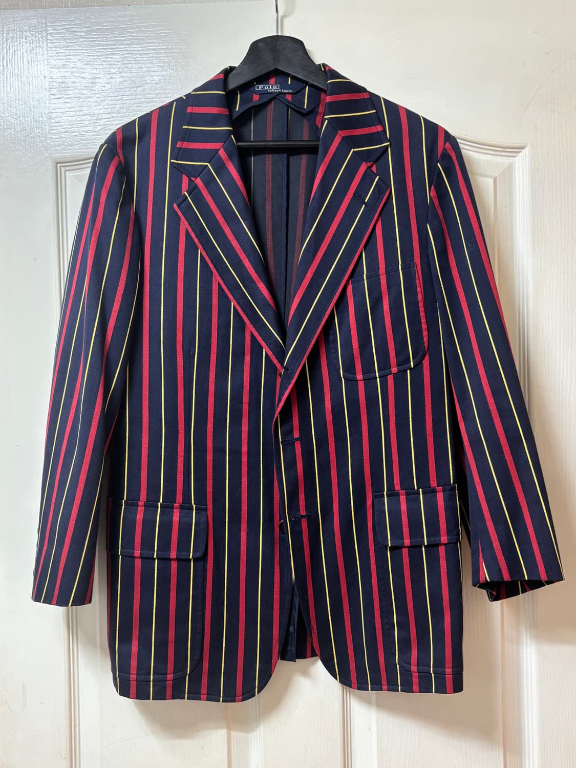 폴로 쓰리버튼 코튼 스트라이프 블레이져 자켓 m 상품이미지1