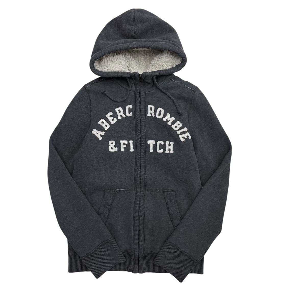 아베크롬비 패치로고 그레이 양털 후드집업 M 상품이미지2