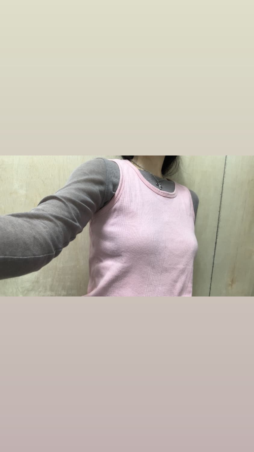 [직수입] 빈티지 슬리브리스 탑 베이비 핑크 상품이미지1