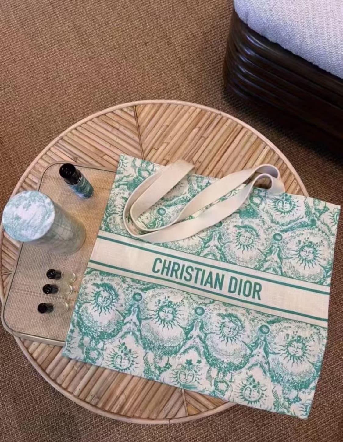 디올 리비에라 린넨 에코백 민트 상품이미지1