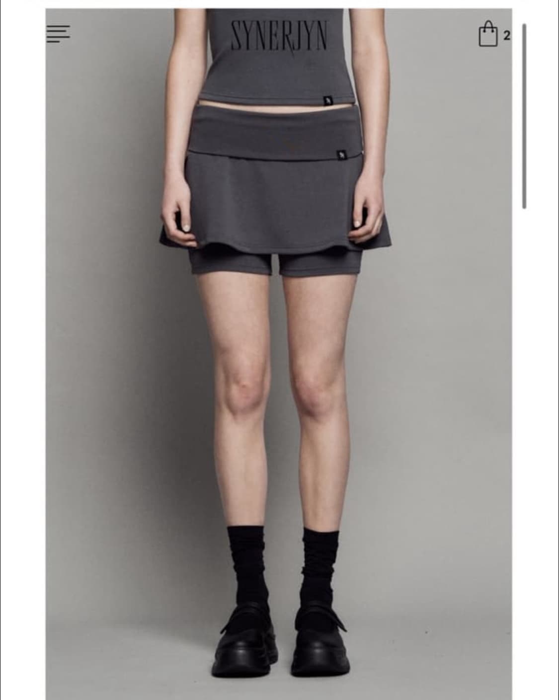 시너진 스커트팬츠 스커트쇼츠 차콜 상품이미지1