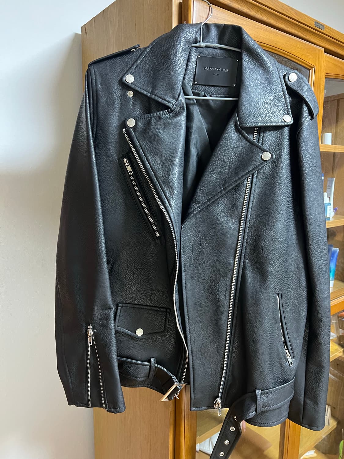 DRESS VOLUME 블랙 레더 라이더 자켓 상품이미지1