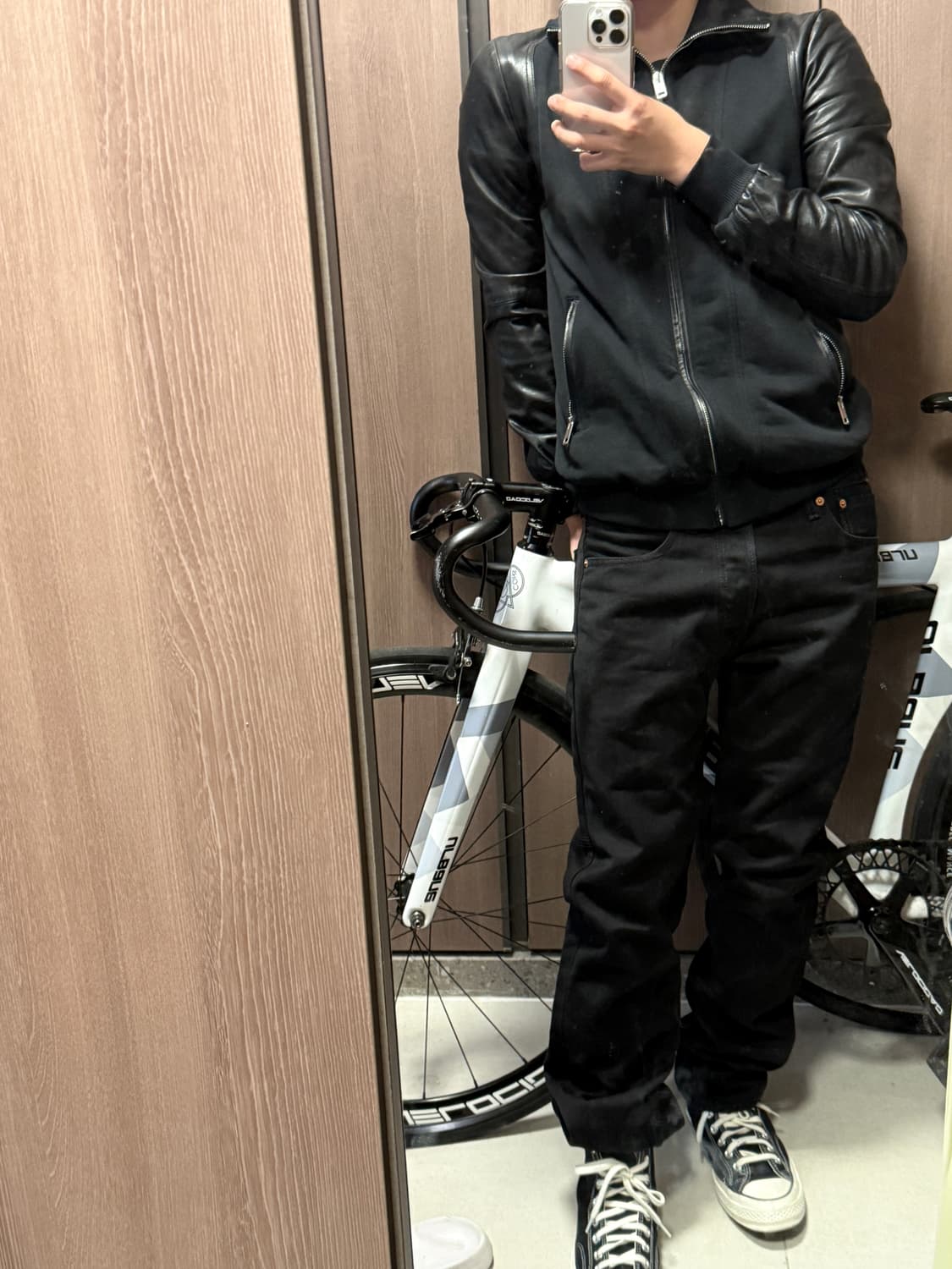 디젤 레더 믹스 집업자켓 상품이미지1