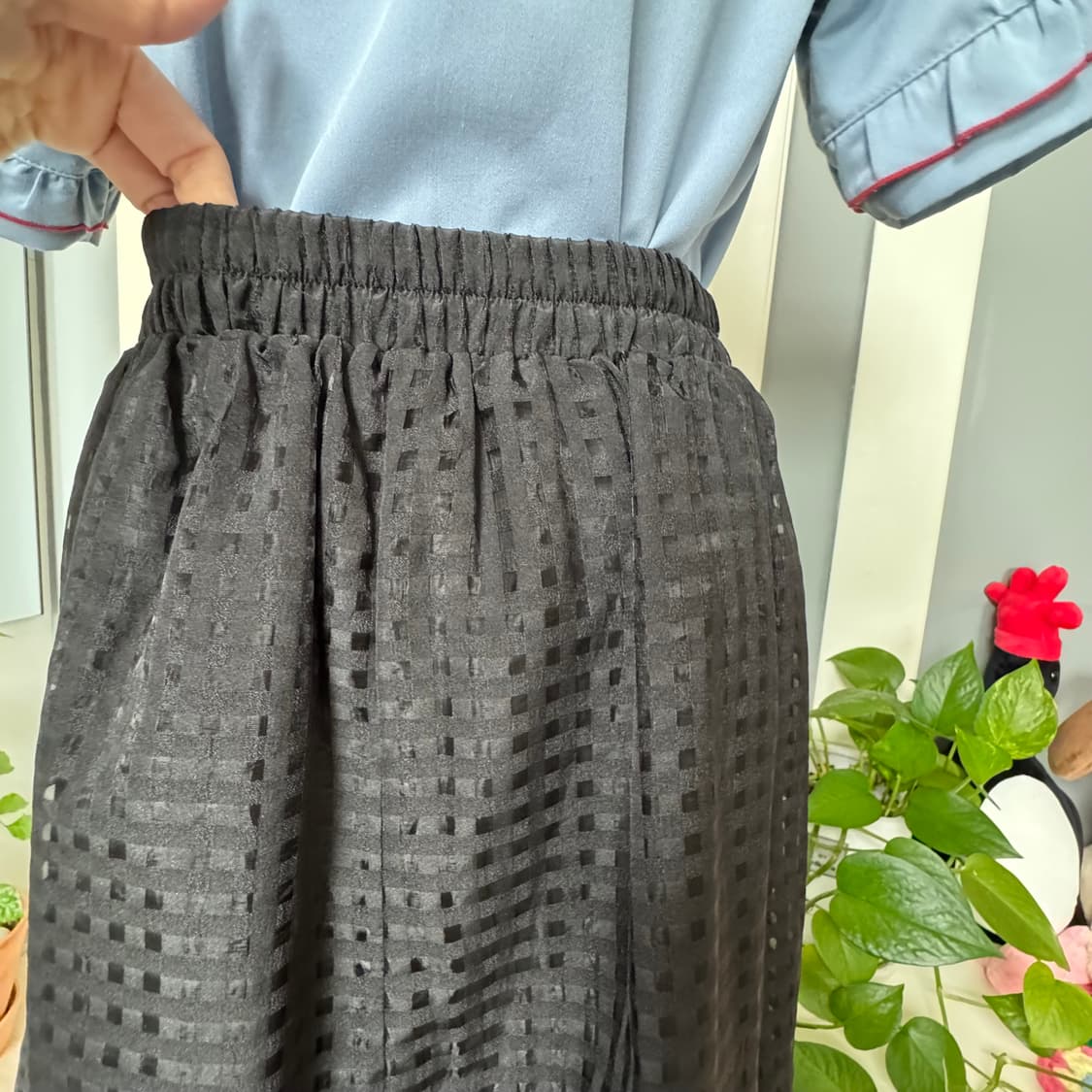 블랙 쉬폰 롱스커트 넘 예뻐요 상품이미지6