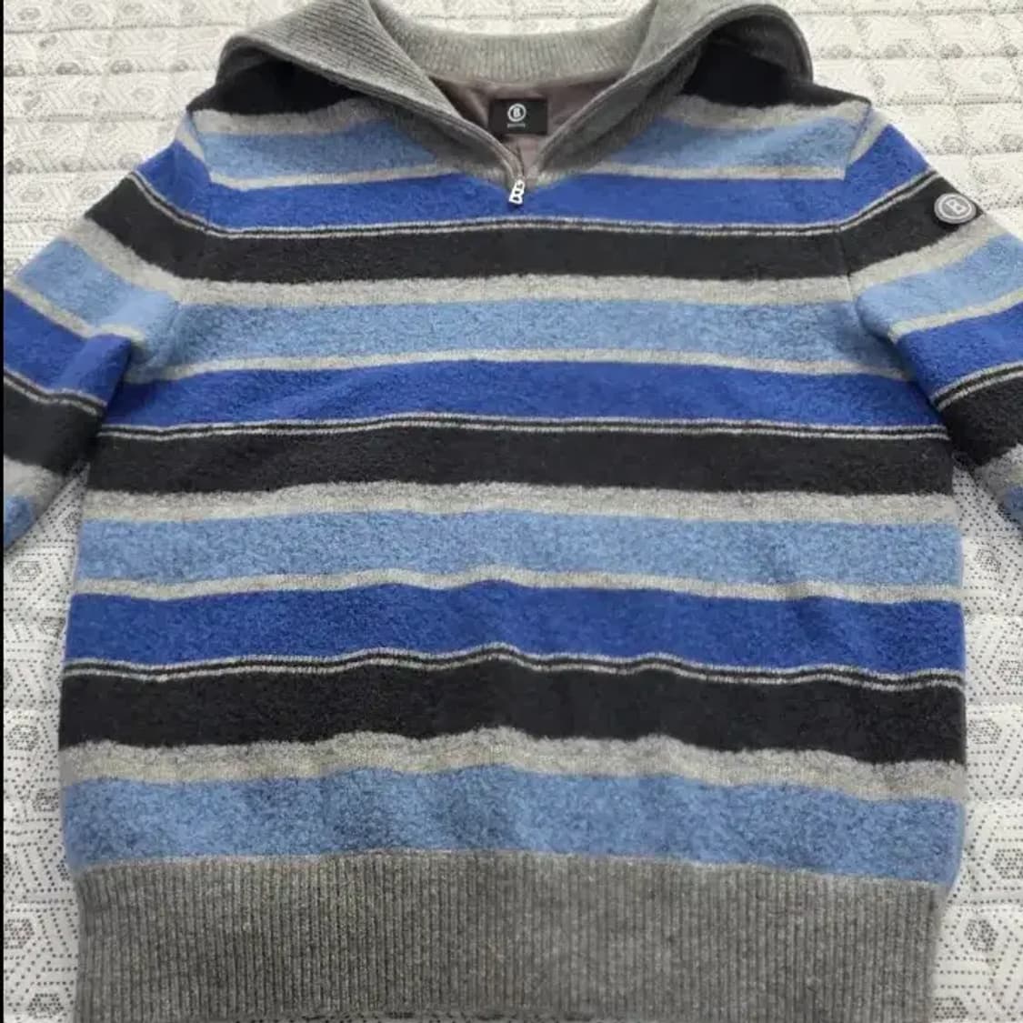 보그너 남성 스트라이프 반집업 니트 95 상품이미지3