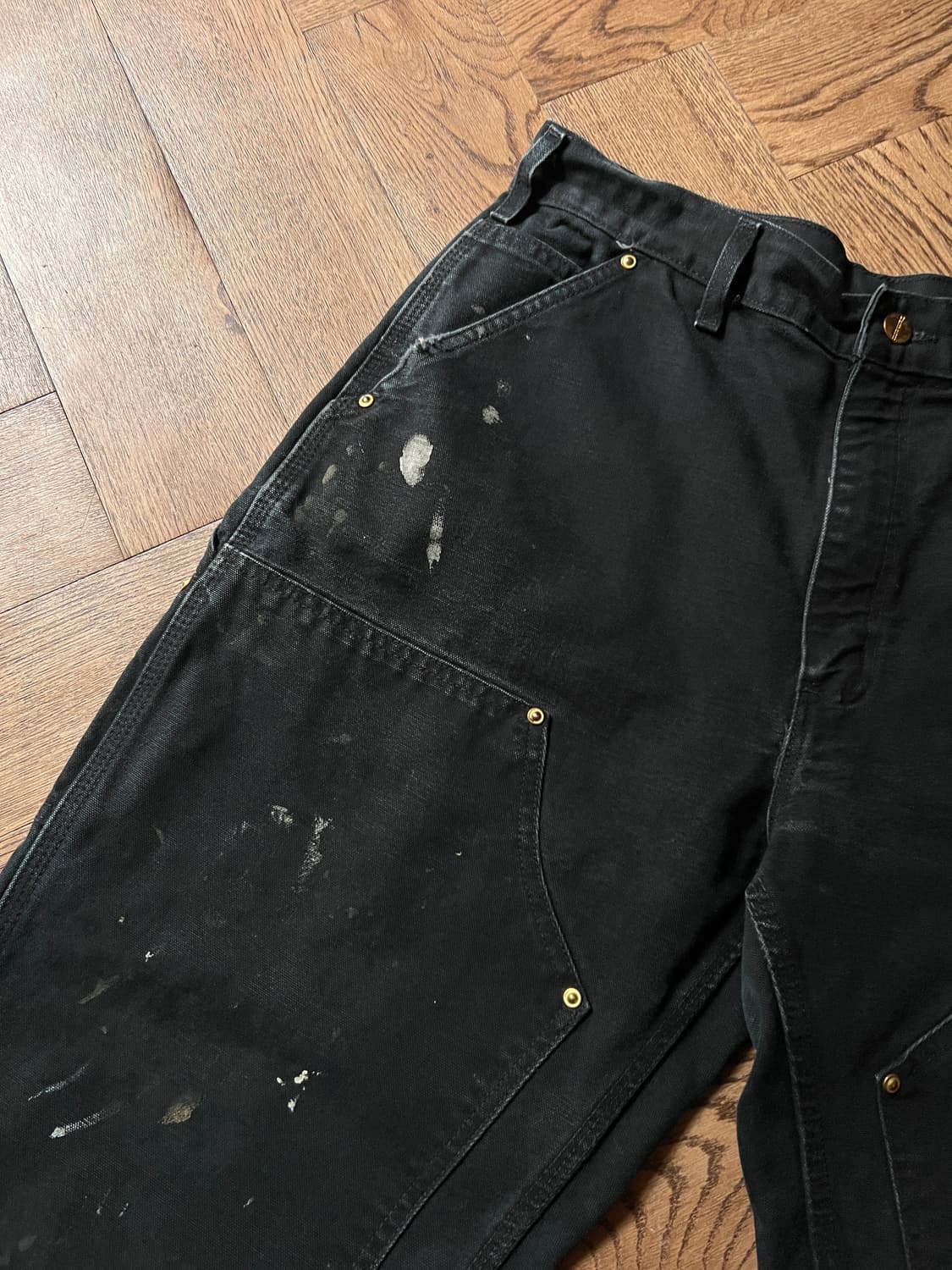 [34]칼하트 USA 빈티지 페인팅 블랙 더블니 워크 팬츠 상품이미지3