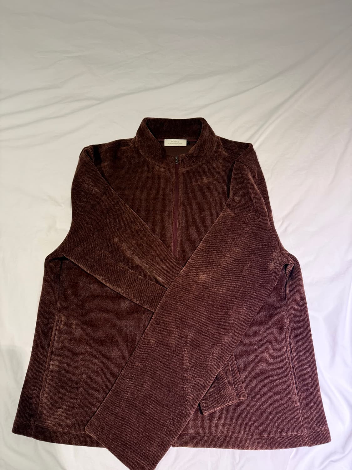 Amomento Velvet Zip Up Jumper, Burgundy 상품이미지1