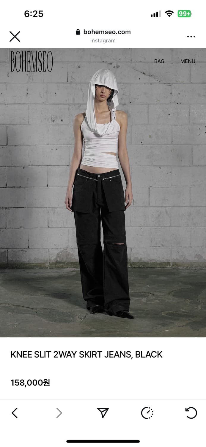 보헤미안서울 니 슬릿 투웨이 스커트바지 블랙 1 새거팝니다 상품이미지3