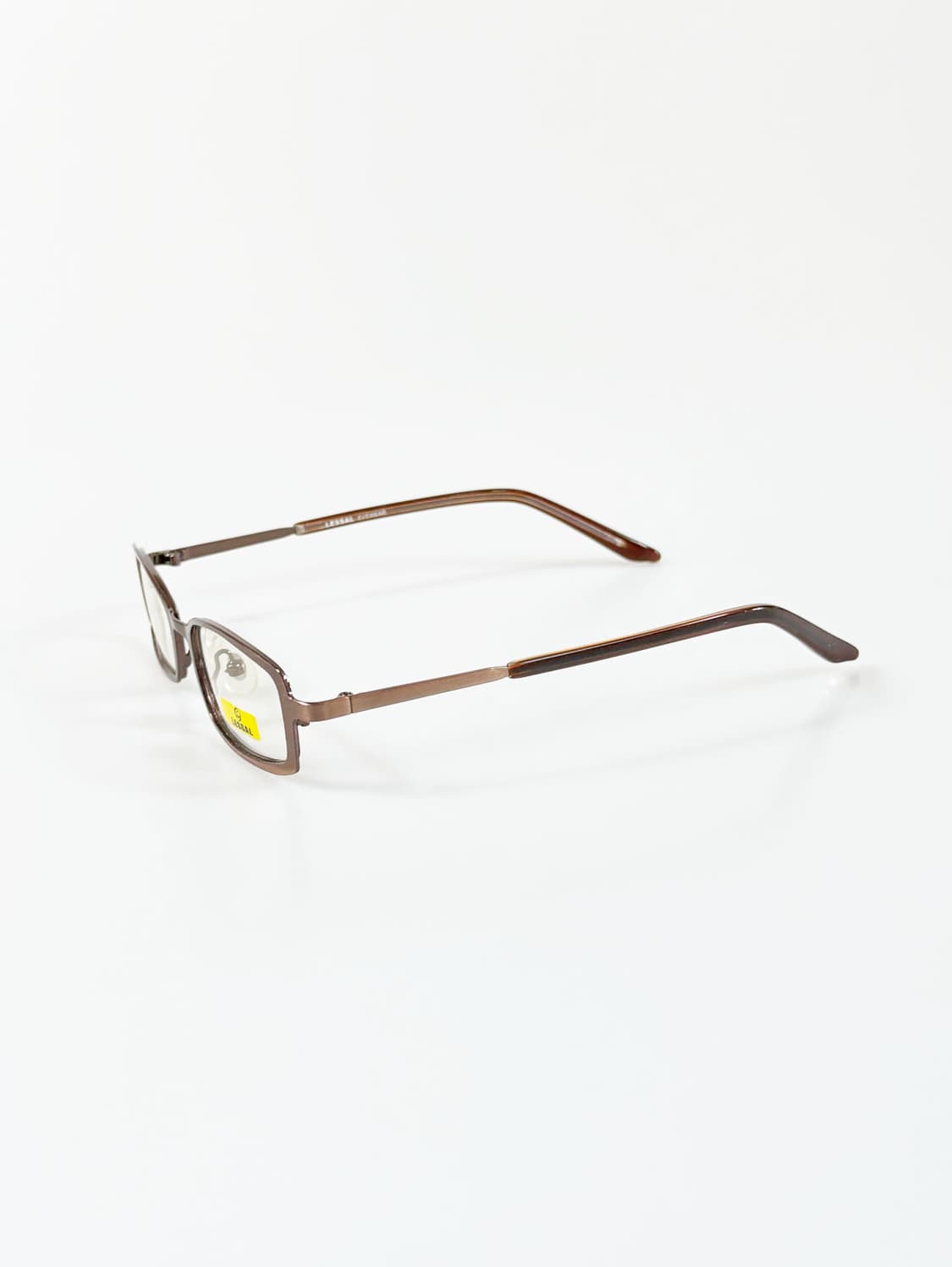 90s LESSAL 브라운 메탈 슬림 스퀘어 빈티지 안경 상품이미지3
