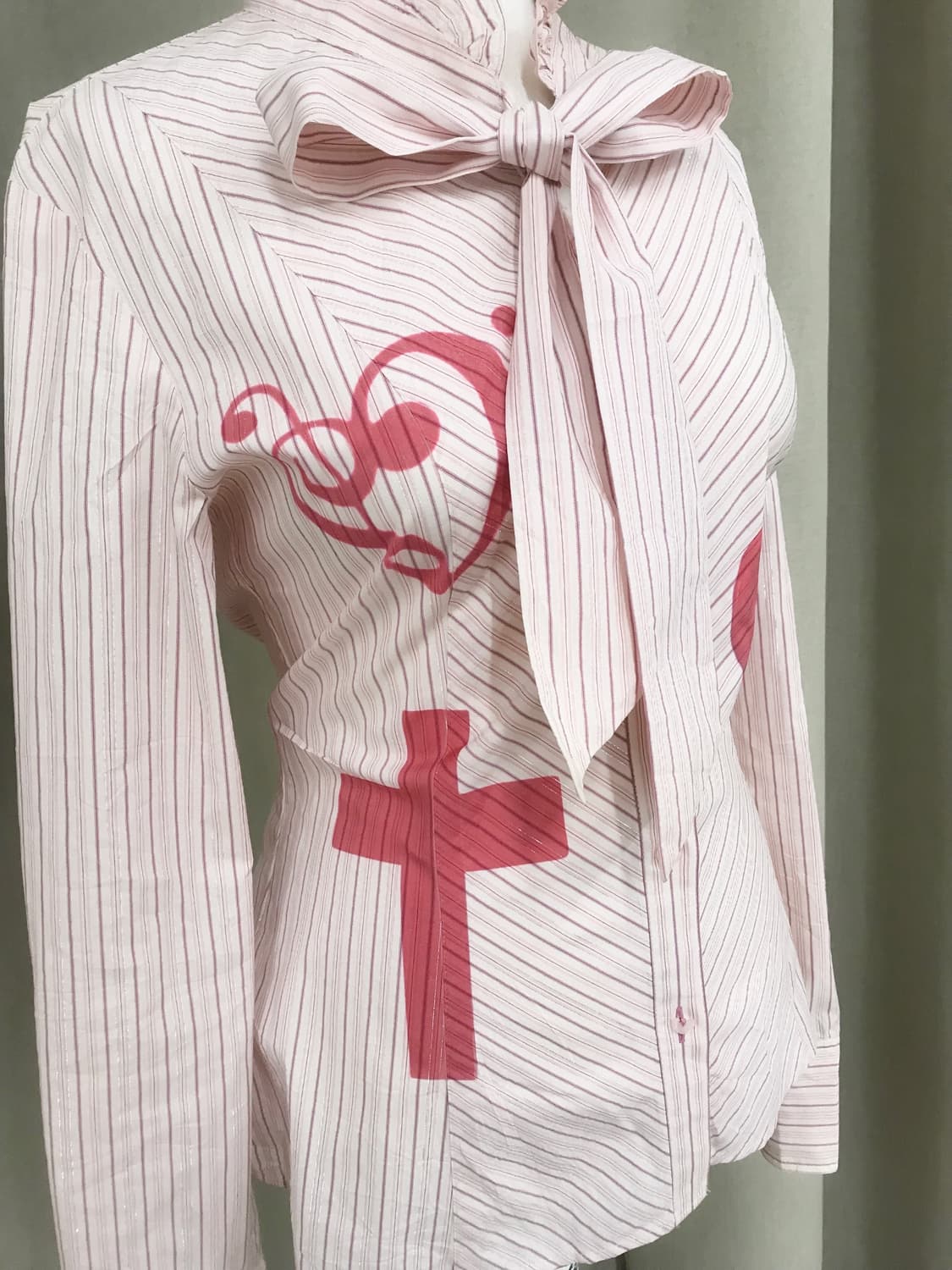 Ribbon Stripe Pink Shirt 상품이미지2