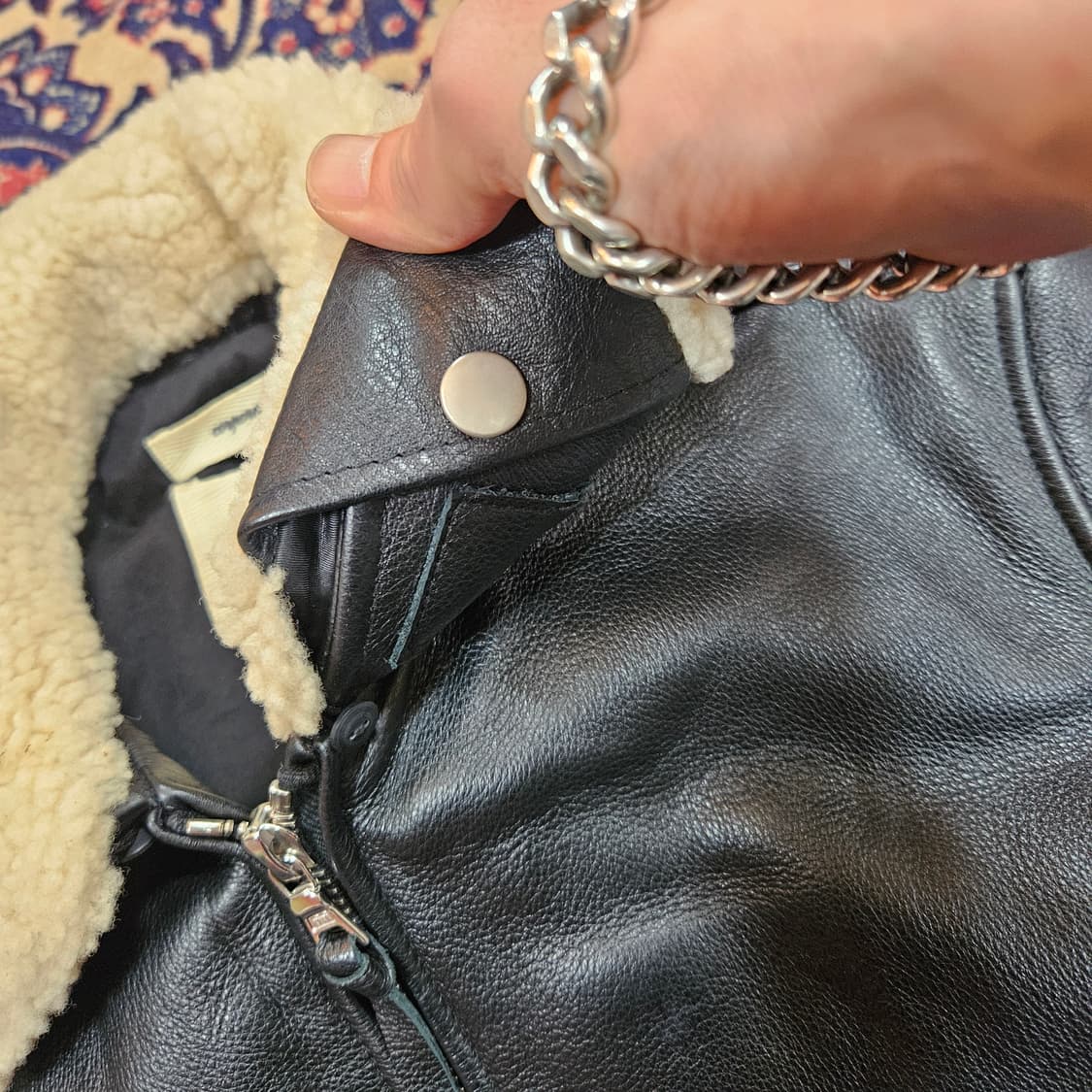 비바스튜디오 양털 가죽 봄버자켓 M size 상품이미지5