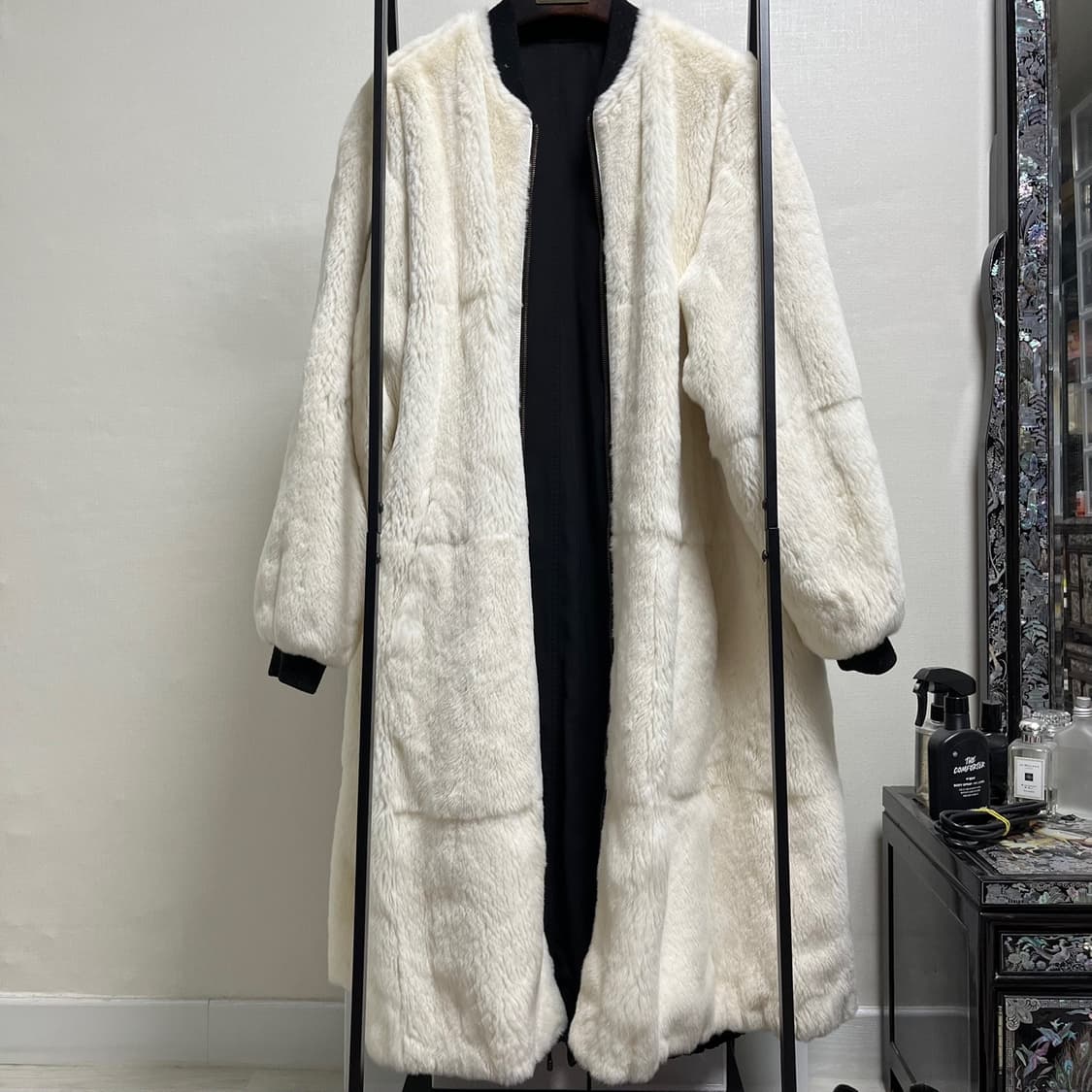 정품 34) 이브 살로몬 ARMY 토끼털 리버시블 롱 퍼 자켓 상품이미지2