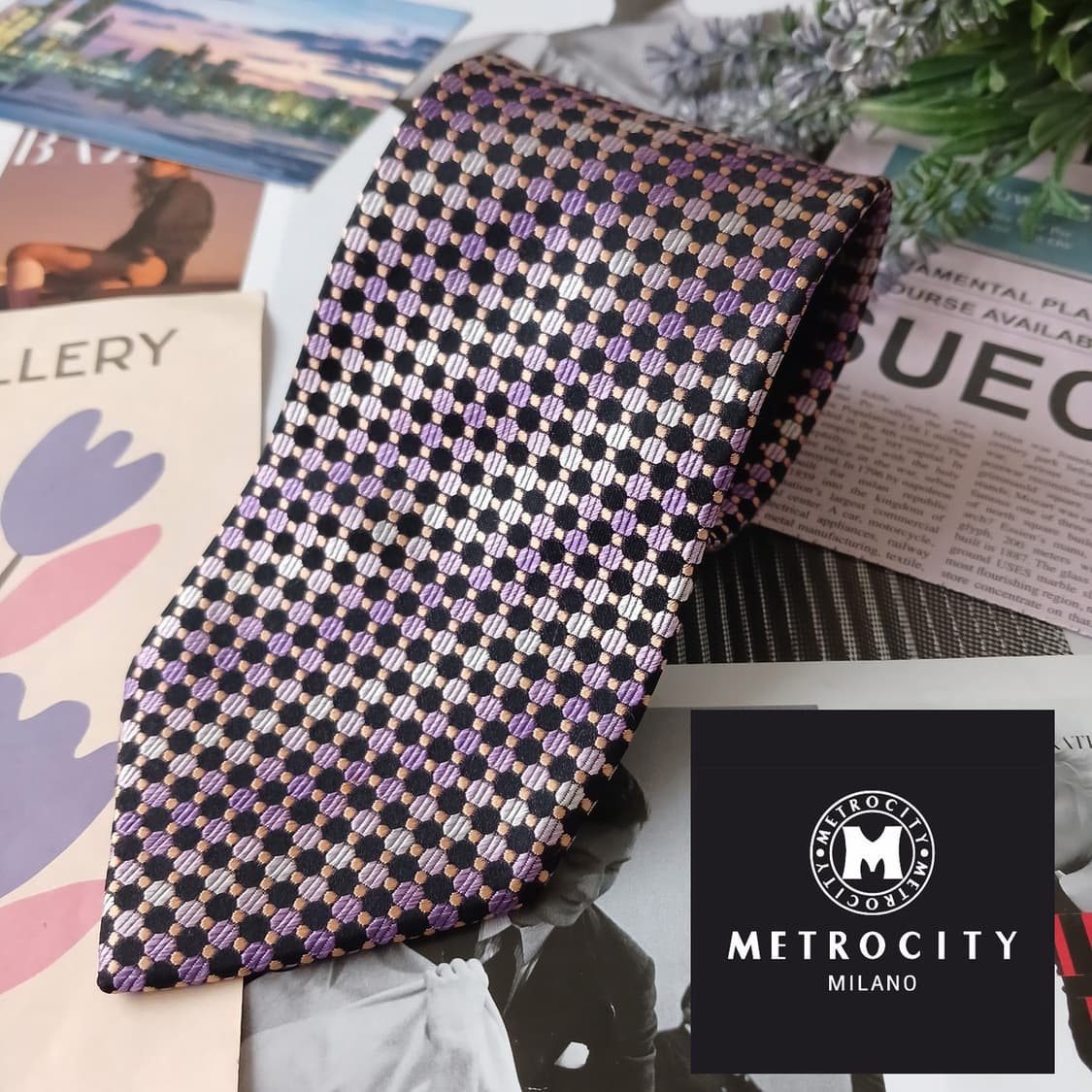 메트로시티 실크 퍼플 패턴 넥타이 8.7cm A+등급 A19264
 상품이미지2
