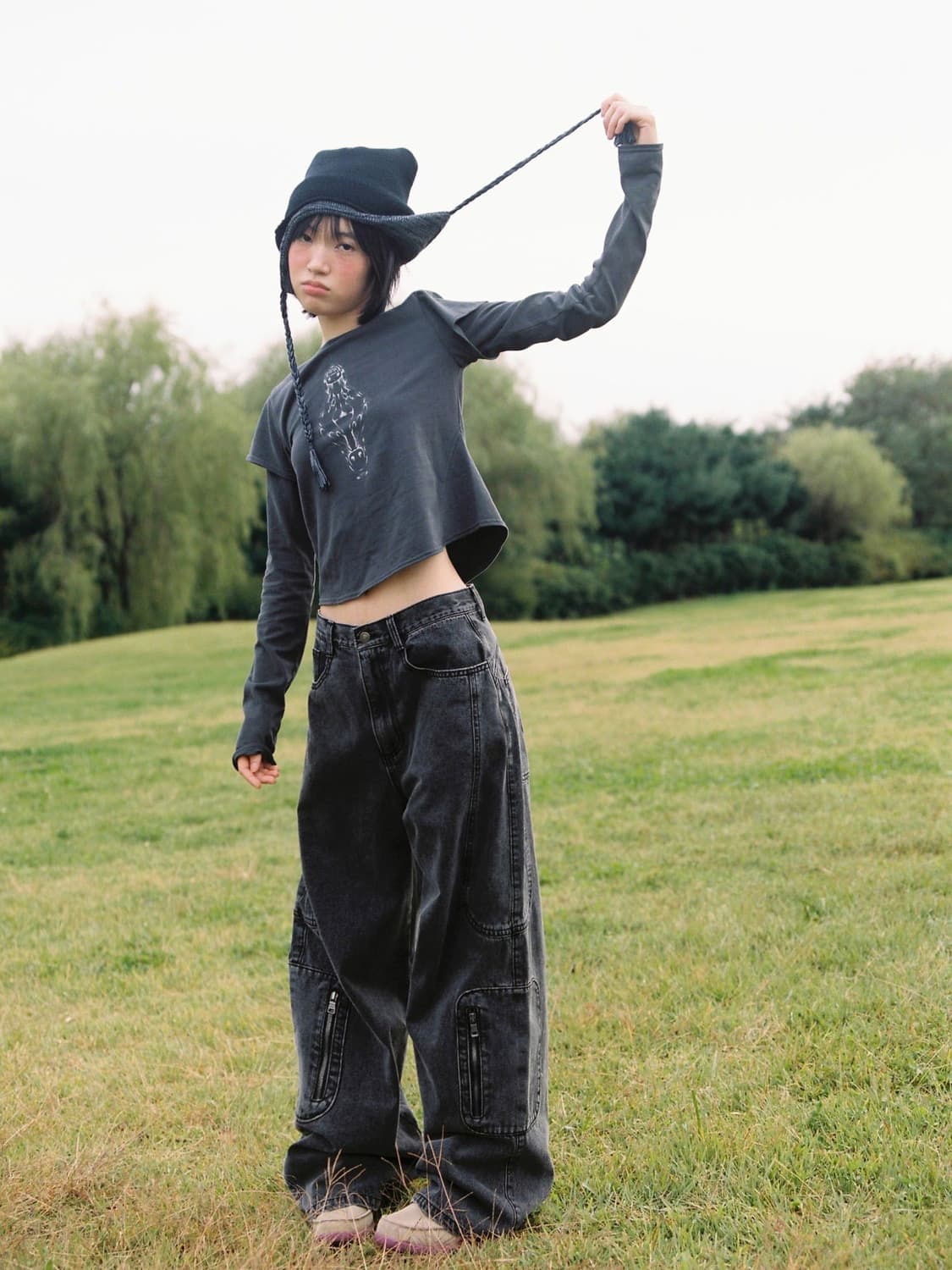 suu 로고 워시드 진 블랙 1 상품이미지4